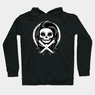 Journalist Skull and Crossed Pens White Logo Hoodie